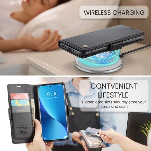 CASEME Plånboksfodral Konstläder för Xiaomi 12 5G - Svart