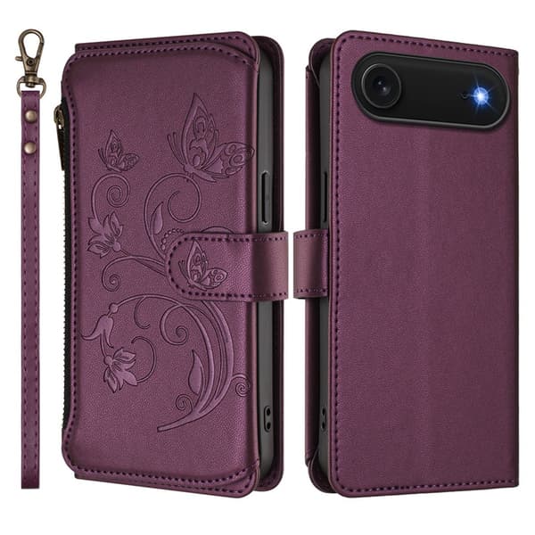 iPhone Air Plånboksfodral Butterfly Floral Imprint - Lila Lila