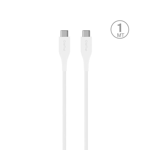 Puro Plain USB-C - USB-C 2A 1m Kabel - Vit Vit