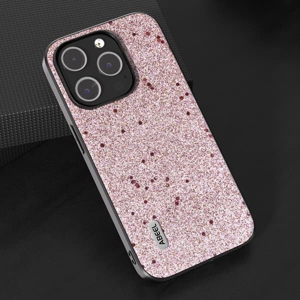 ABEEL Mobilskal till iPhone 14 Pro Glitter PU Läder TPU Anti-rep - Rosa