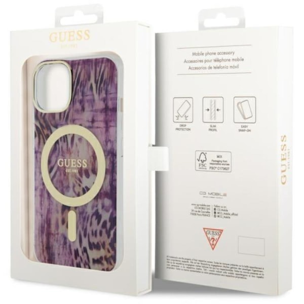 Guess iPhone 14 Mobilskal MagSafe Leopard - Rosa