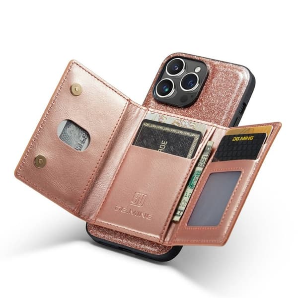 DG.MING M3 Series Mobilskal till iPhone 14 Pro 2-i-1 Glittrig Roséguld