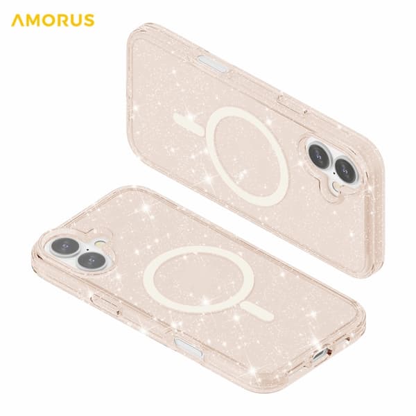 AMORUS Mobilskal till iPhone 17 Magsafe Glitter Powder PC + TPU - Guld Guld