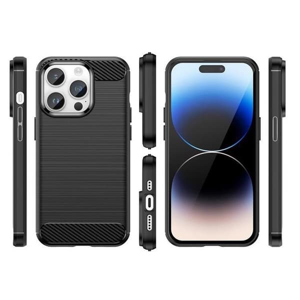 iPhone 15 Pro -puhelimen kuori Carbon Flexible - Musta Black