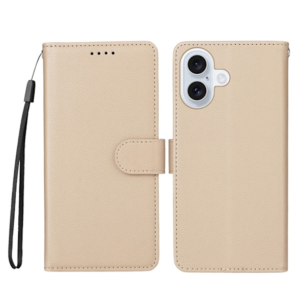 iPhone 17 Plånboksfodral RFID Blocking med Handledsrem - Vit Beige