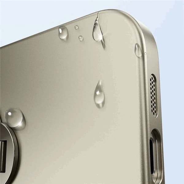 Mobilskal till iPhone 15 Pro Max Magsafe Sugkopphållare Kickstand - Titan Guld