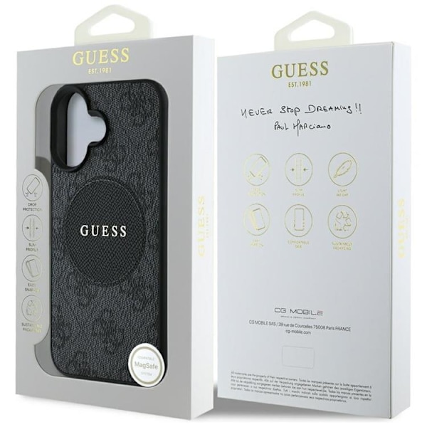 Guess telefontaske til iPhone 16 MagSafe 4G Circle - Sort Svart