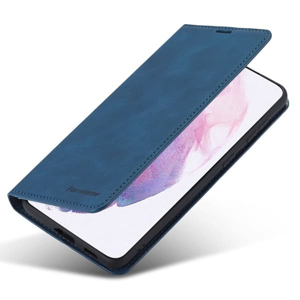 FORWENW Galaxy S22 Plånboksfodral Konstläder - Magnetisk - Blå