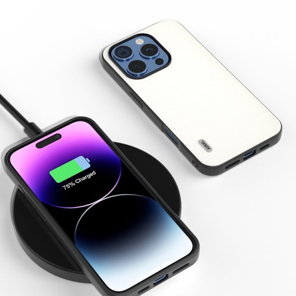 ABEEL Mobilskal till iPhone 16 Pro Max Anti-Drop Äkta Läder Vit