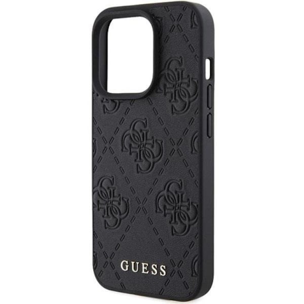 Guess iPhone 15 Pro Mobilskal Läder Stamped - Svart Svart