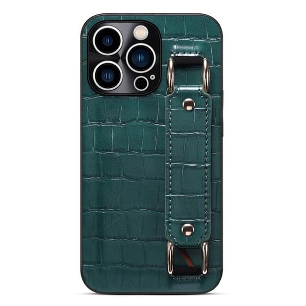 iPhone 14 Pro Max Skal Korthållare Crocodile - Grön Grön