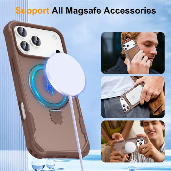 Mobilskal till iPhone 17 Pro MagSafe Kickstand Shockproof - Guld Guld