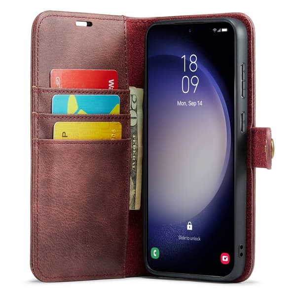 DG.MING Samsung Galaxy A16 5G/4G Plånboksfodral Äkta läder Röd