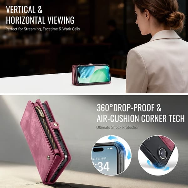CASEME 008 iPhone Air Plånboksfodral i Konstläder med - Röd