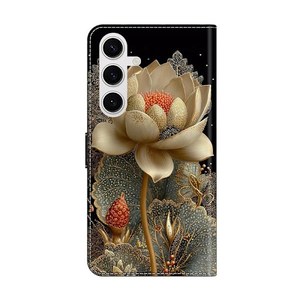 Plånboksfodral för Samsung Galaxy S26 Plus Fällbart Ställ - Guld Lotus