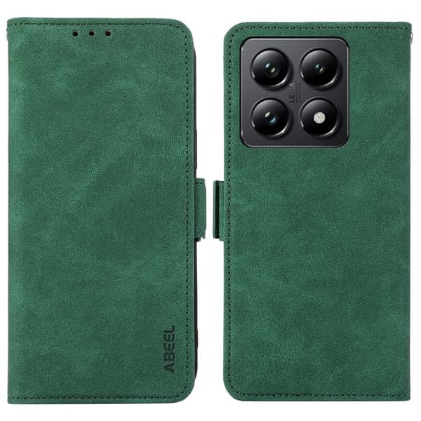 ABEEL Mobilskal till Xiaomi 14T KonstLäder Folio Ställ View RFID-Skydd Grön
