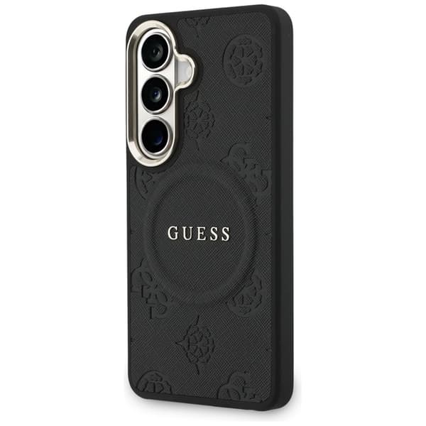 Guess Mobilskal För Galaxy S26 Plus MagSafe Saffiano Peony Embossed Ring Svart