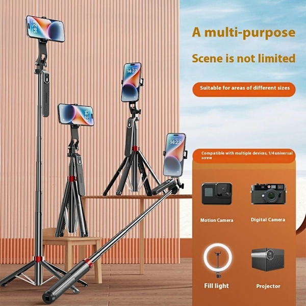 Bärbar Selfiestick Bluetooth med Enkel V1 Fill Light P185mini