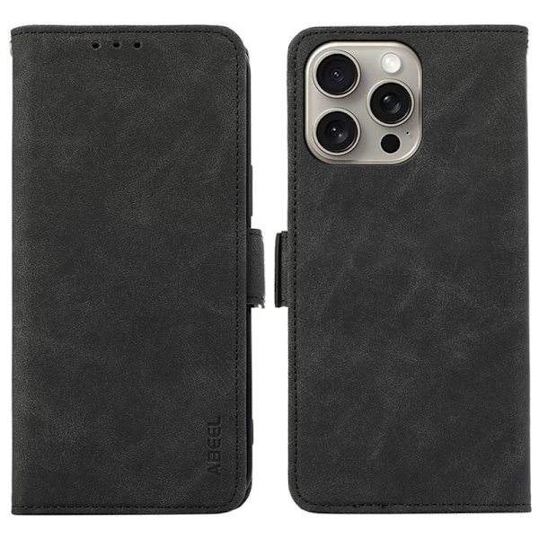 ABEEL Mobilskal till iPhone 12 Pro Max Magnetisk Konstläder RFID-Skydd Svart
