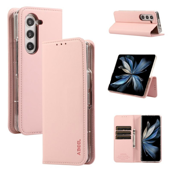 ABEEL Samsung Galaxy Z Fold5 Plånboksfodral RFID-Skydd Konstläder - Rosa