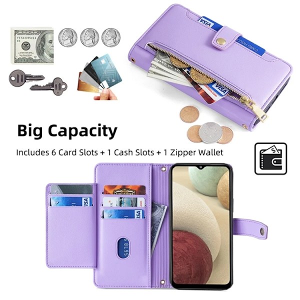 Galaxy A12 Plånboksfodral Konstläder - Lila Lila