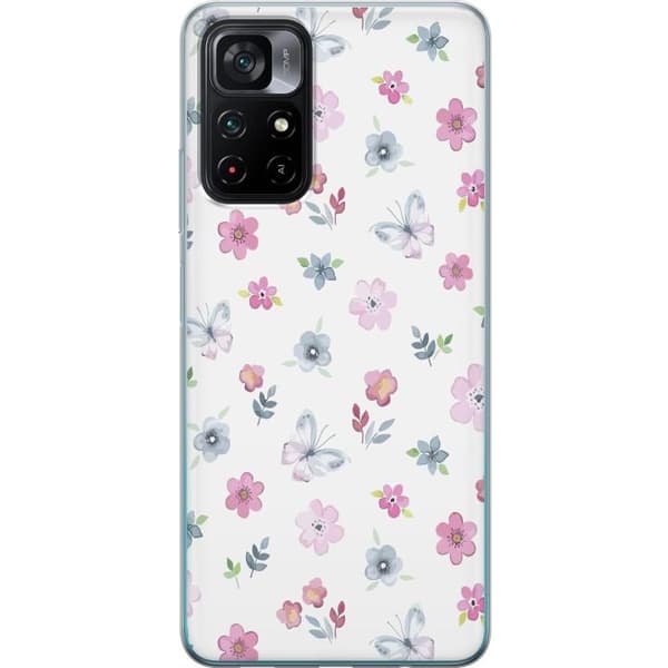 Mobilcover til Xiaomi Poco M4 Pro 5G med Blomster og sommerfugle