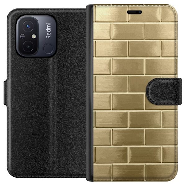 Plånboksfodral till Xiaomi Redmi 12C med Gyllene Murstenar