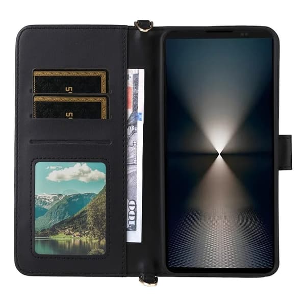 Sony Xperia 1 VII Plånboksfodral Kickstand med Axelrem - Svart Svart