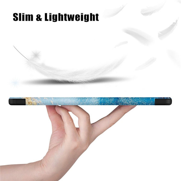 Galaxy Tab A9 Fodral Pattern Printing Tri-fold Konstläder Våg
