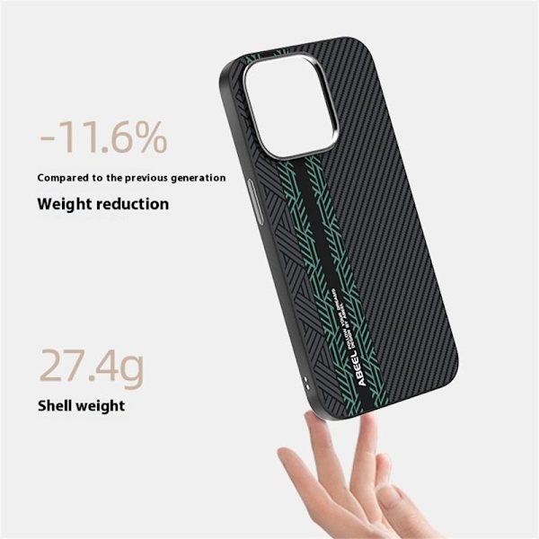 ABEEL Mobilskal till iPhone 15 Pro Max PC TPU Aluminium Läder - Textur 2
