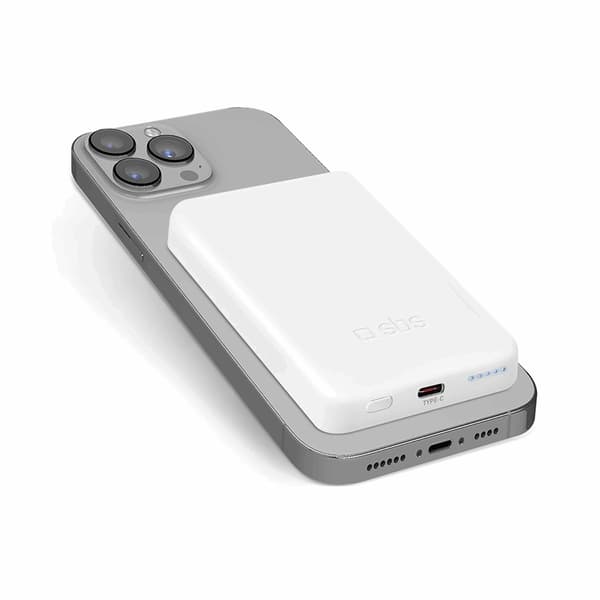 SBS MagSafe Trådlös Power Bank 5000 mAh USB-C - Vit Vit