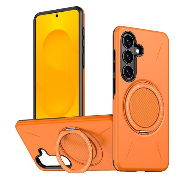 Mobilskal för Samsung Galaxy S26 Plus Magnetiskt Kickstand TPU + PC - Orange