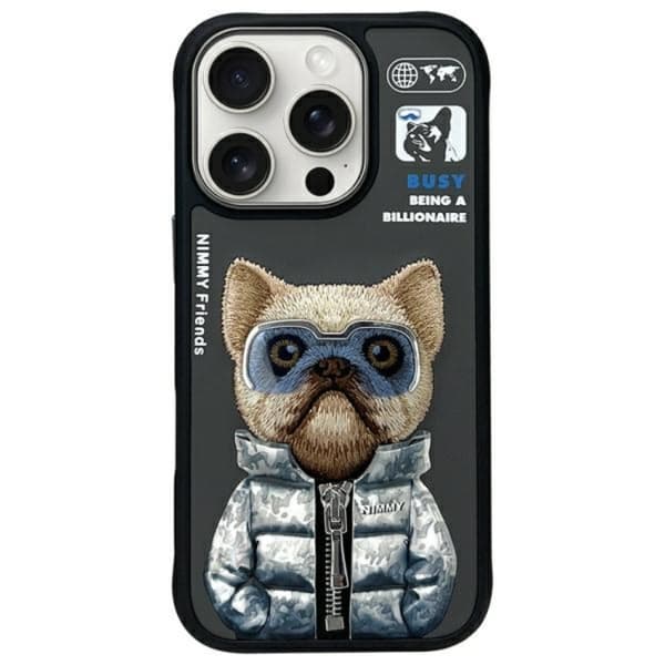 Nimmy Telefontaske til iPhone 16 Pro Cool & Cute 2.0 Dog - Sort Black