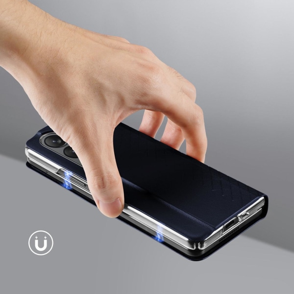 Dux Ducis Galaxy Z Fold 5 Plånboksfodral Bril Läder Flip - Blå
