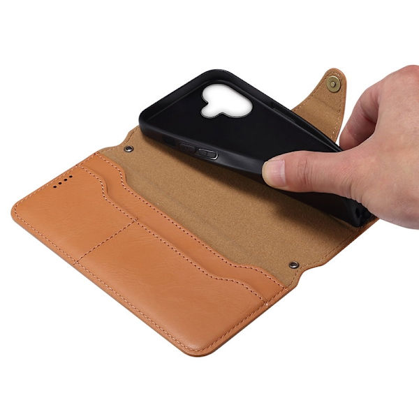 DENIOR iPhone 16 Plus Plånboksfodral Konstläder Blå