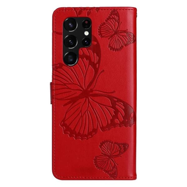 Butterfly Imprinted Fodral Galaxy S22 Plus - Röd Red