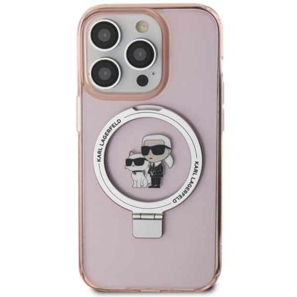 KARL LAGERFELD iPhone 15 Pro -puhelimen kuori MagSafe-renkaalla - Pinkki