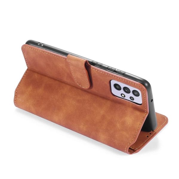 DG.MING Retro Plånboksfodral Konstläder för Samsung Galaxy A32 5G - Brun