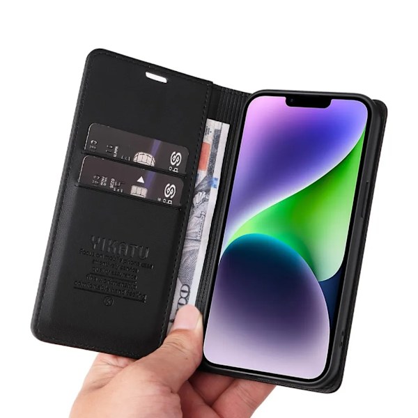 YIKATU iPhone 15 Plus Plånboksfodral - Svart
