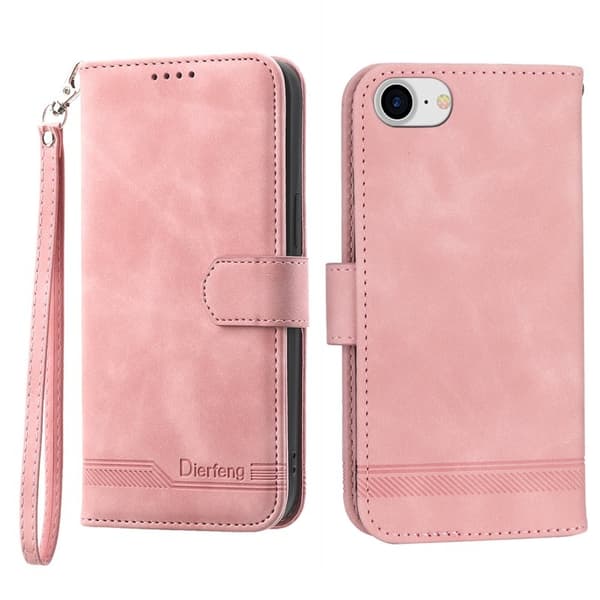 DIERFENG DF-03 Plånboksfodral för iPhone 7/8/SE 2020/2022 - Konstläder - Rosa