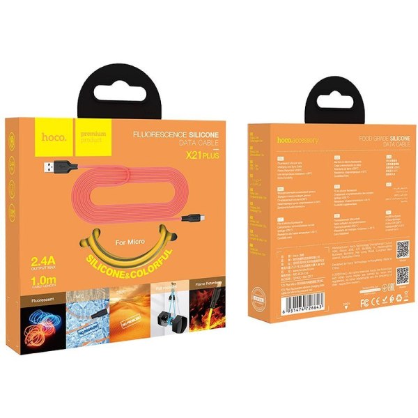 HOCO Plus USB-A - Micro-USB 1m musta/oranssi