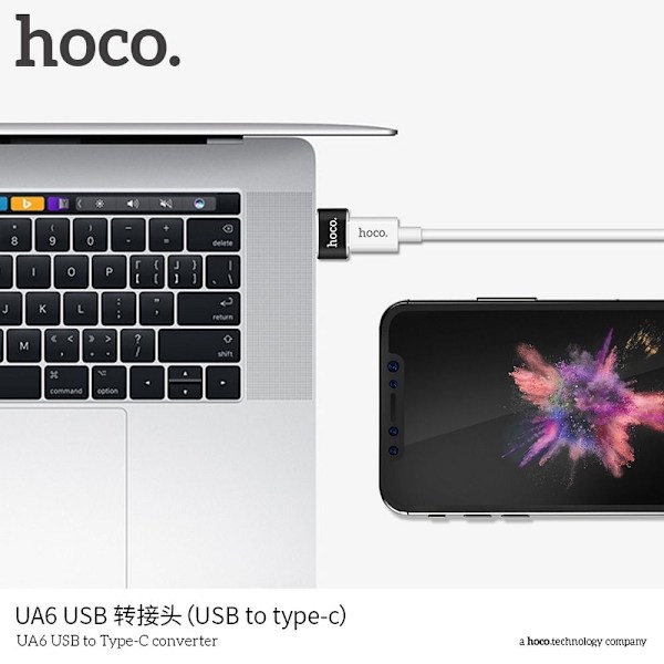 HOCO adapter OTG USB till USB-C UA6 svart Svart