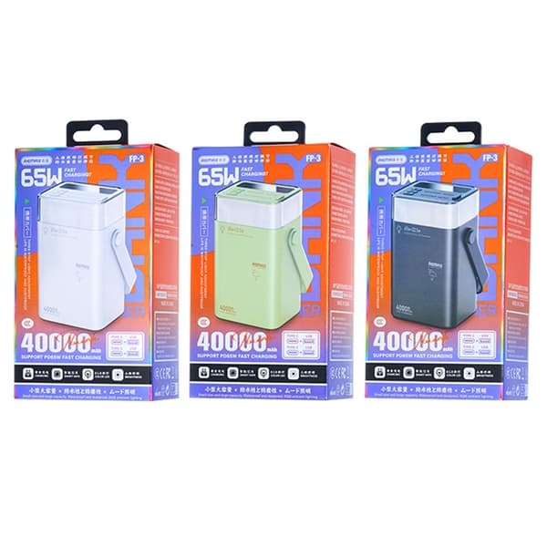 REMAX Powerbank 40000mAh 65W FP-3 Outdoor LED Grön