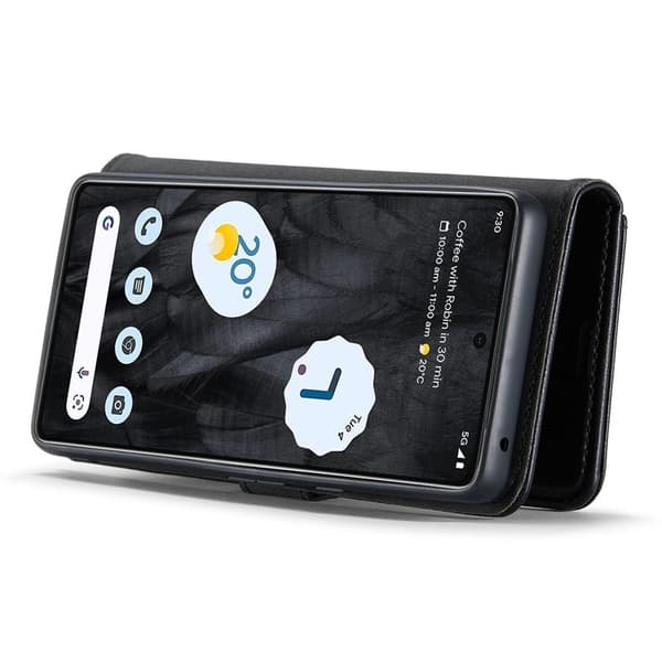 DG.MING Google Pixel 8 Pro Äkta Läder Plånboksfodral Detachable Magnetisk Svart