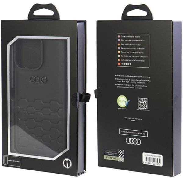 Audi iPhone 15 Pro matkapuhelimen suojakuori synteettistä nahkaa - musta