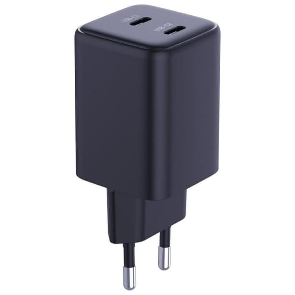 3MK Hurtig Oplader 45W 2xUSB-C QC4+ PPS 2C Super Hurtig - Sort Svart