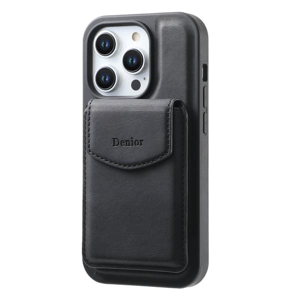 DENIOR D19 Mobilskal till iPhone 15 Pro Max Läder+PC+TPU Svart