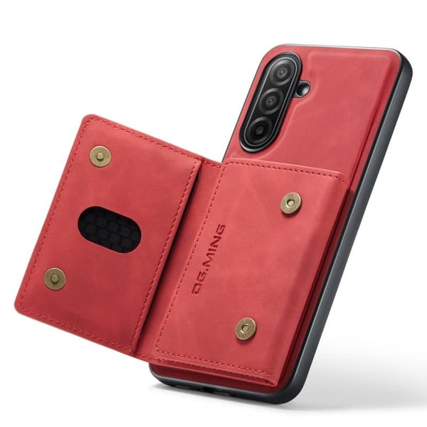 DG.MING Samsung Galaxy A17 5G Konstläder Plånboksfodral Röd