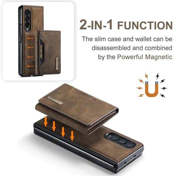 DG.MING Samsung Galaxy Z Fold4 Plånboksfodral Magnetisk Brun