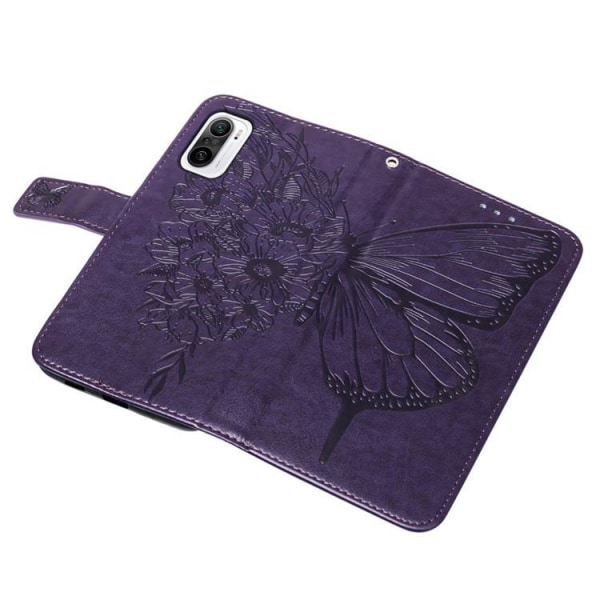 Butterfly Flower Imprinted Wallet Case Xiaomi 12 Pro - Mørk